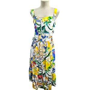 Dolcezza La Dolce Vita Dress Dolce Gabbana Inspired Maxi Dress Ruffles Tie Waist